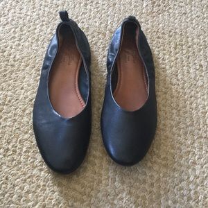 Seychelles Black leather flats with elastic backs